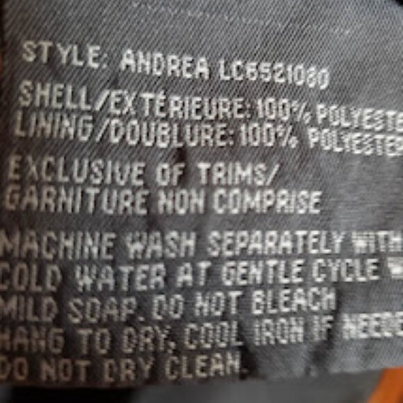 Liz Claiborne Andrea Cool Weather Jacket Blk & Tan w/Removeable Hood Size: XL - Picture 8 of 9